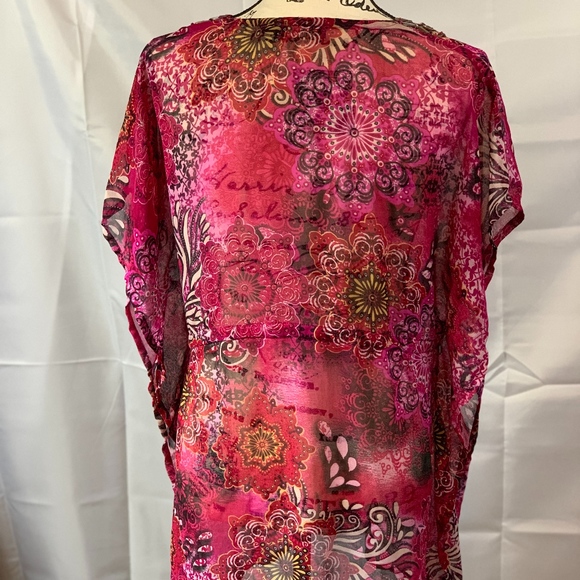 Raviya Sheer Pink Boho Shirt Split Sides - Picture 7 of 8
